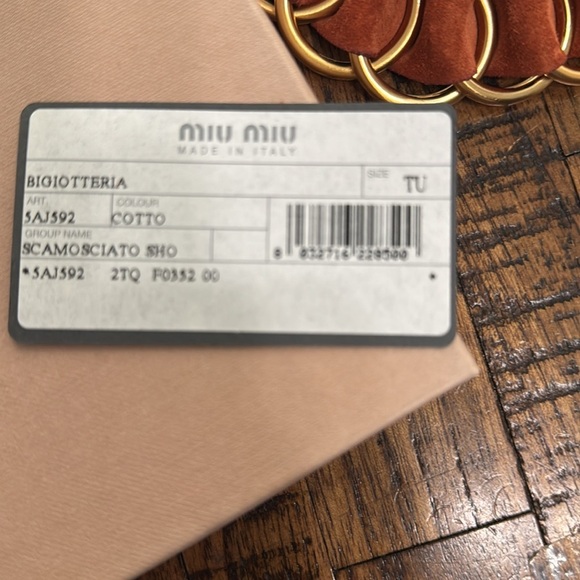 Miu Miu LEATHER Necklacegold tone rings adjustable terra-cotta Bigiottera NWT - Picture 13 of 17